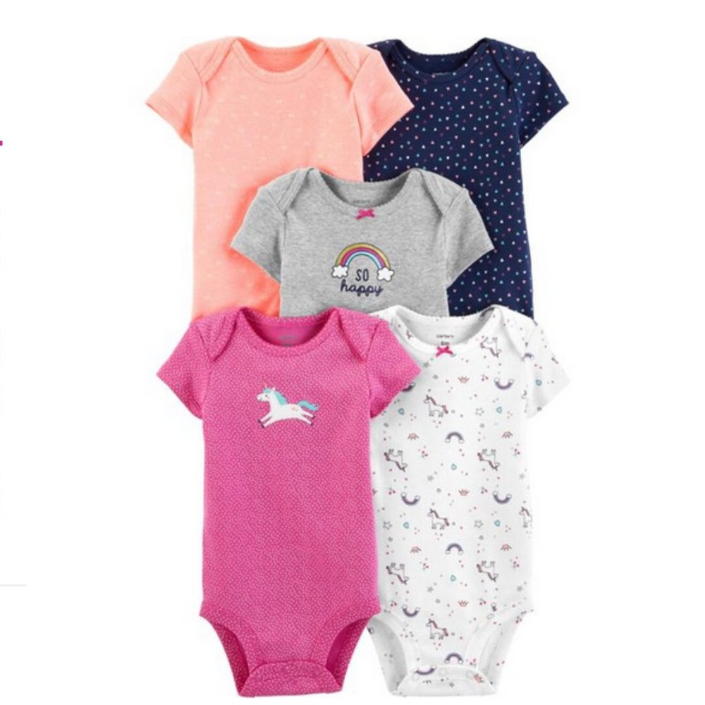 CARTER'S Baby Girl 5 pc Onesies Set